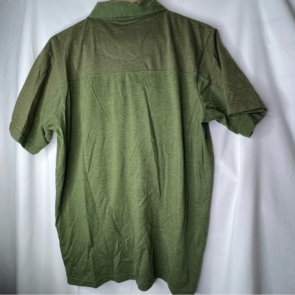Prana Mens Polo Shirt Short Sleeve Button Down Size Large Green